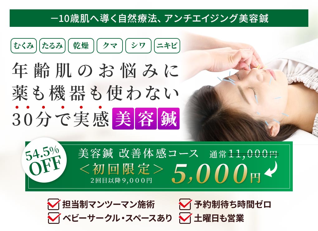 アンチエイジング美容鍼は緑区のよもぎ鍼灸整骨院。
