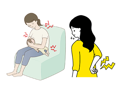 産後の腰痛のイラスト