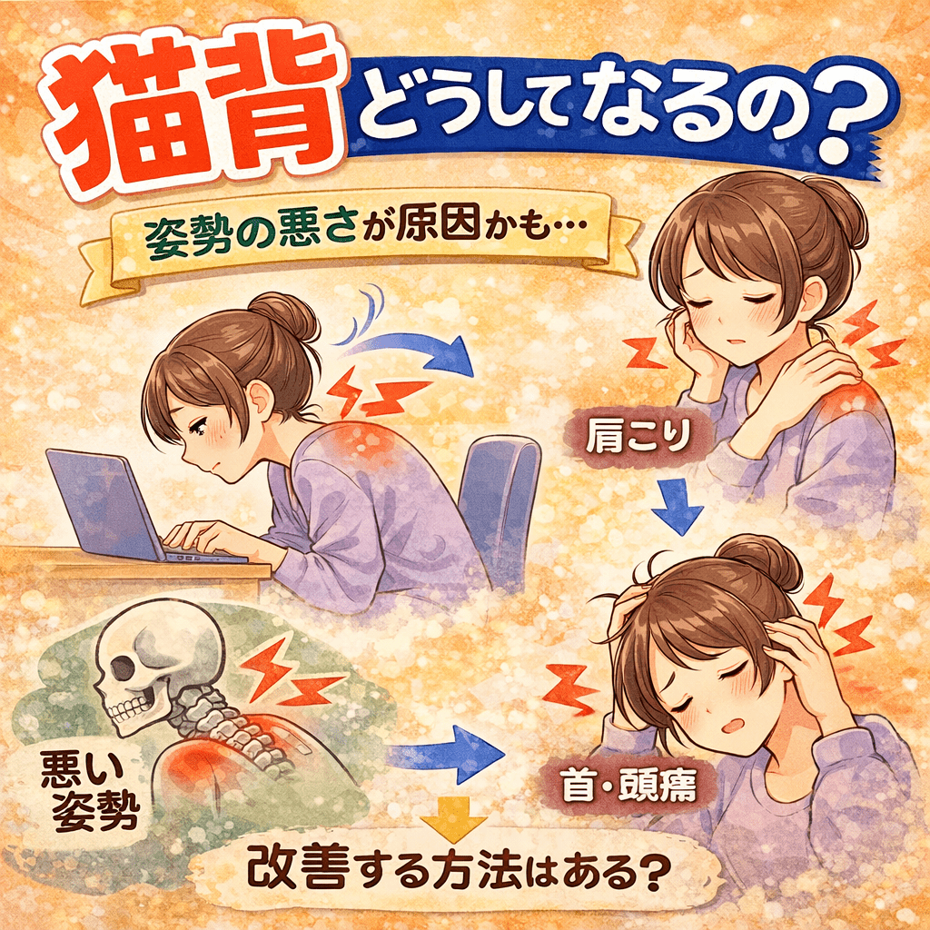 猫背が引き起こす不調とは?首こり・肩こり・頭痛との関係
